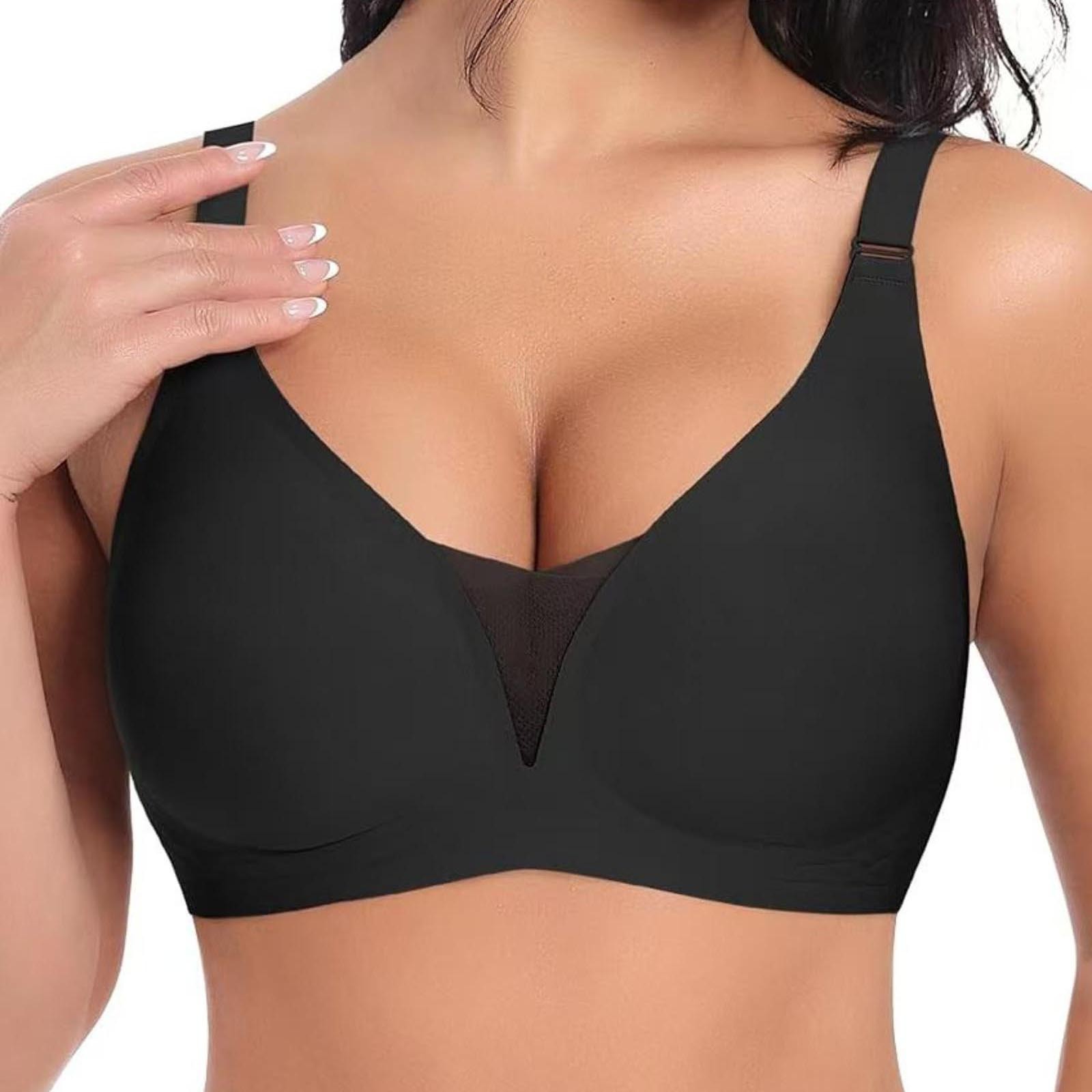 thumbnail image 2 of Sujetador sexy con escote en V profundo para mujer, tallas grandes - Sin costuras, sin aros, push up, nailon/spandex - Tallas S-XL, US 34-40, 2 of 6
